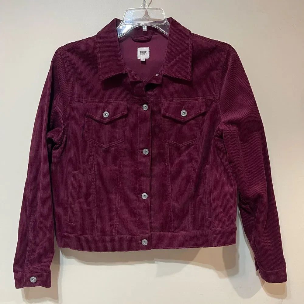 True Craft Corduroy Burgundy Jacket Womens XL NWOT